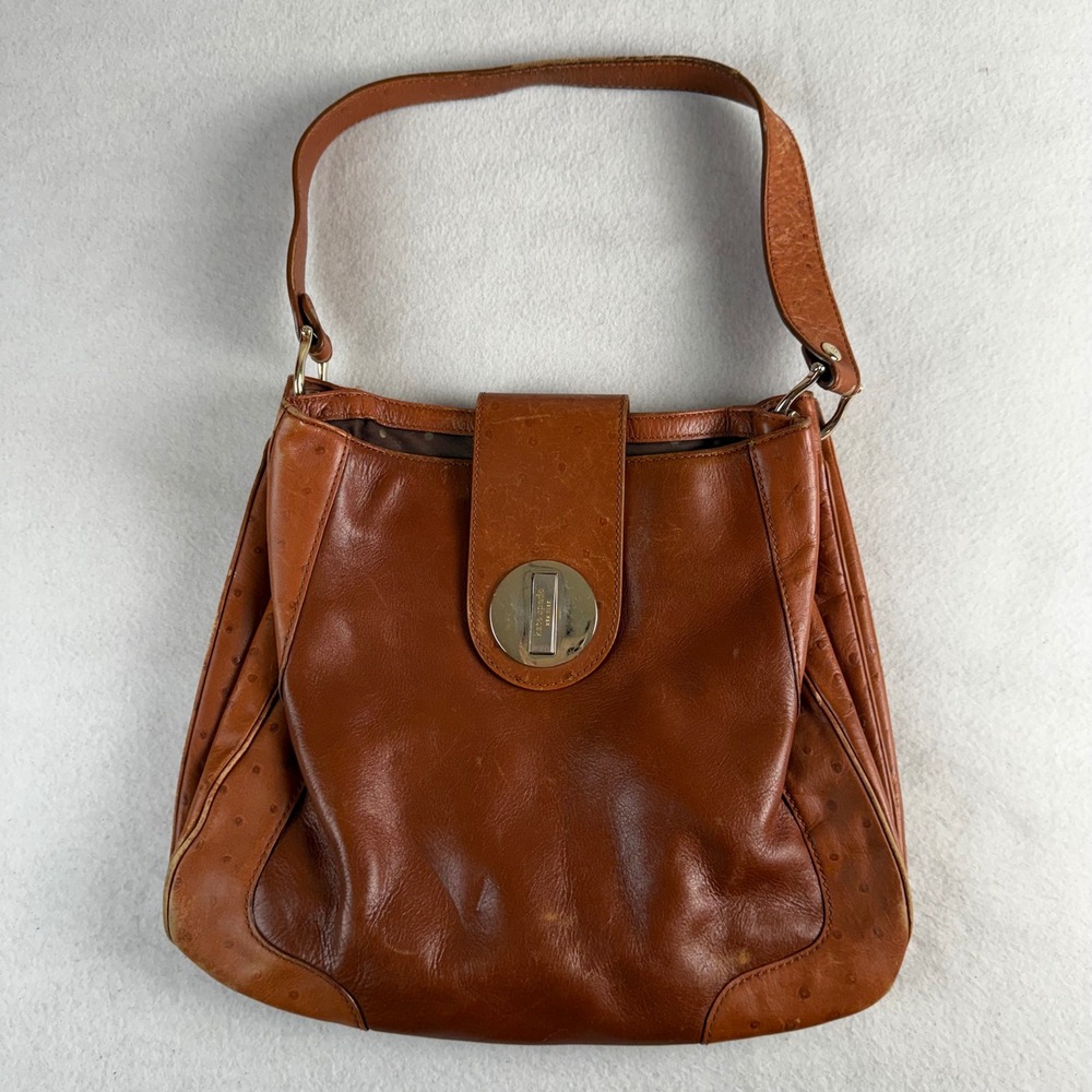 Kate Spade New York Cognac Leather Ostrich Embossed Hobo Shoulderโ Bag Brown